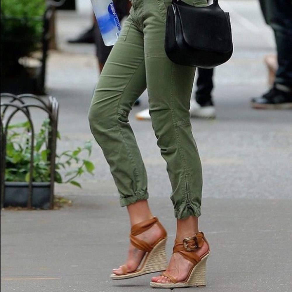 Beautiful light brown leather wedge sandals